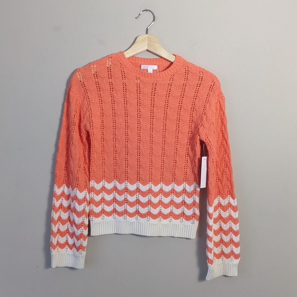 Coral pink knit sweater xxs cotton